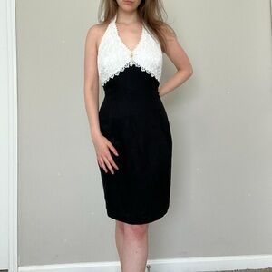 Vintage 90s Jessica McClintock Halter Midi Dress